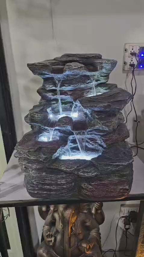 Pahad Multi-Tier Rock Cascade Water Fountain With LED